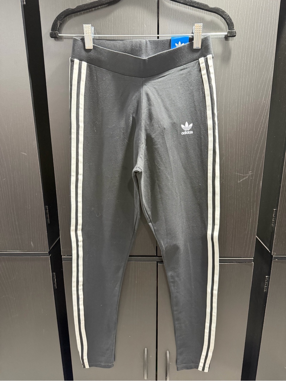 adidas Black Leggings with White Three-Stripes